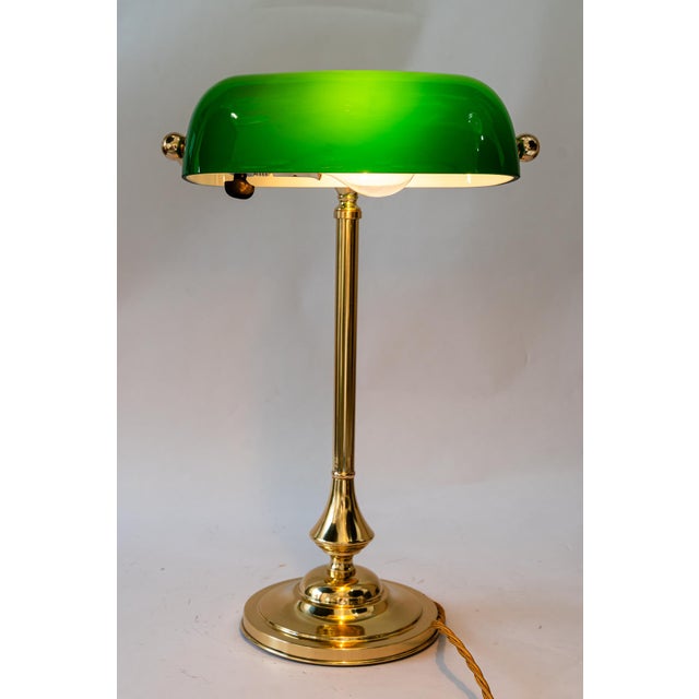 Banker Table Lamp with Glass Shade, Vienna, 1920s For Sale - Image 9 of 17