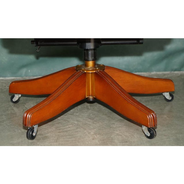 Vintage Brown Leather Captains Directors Chair For Sale - Image 11 of 18