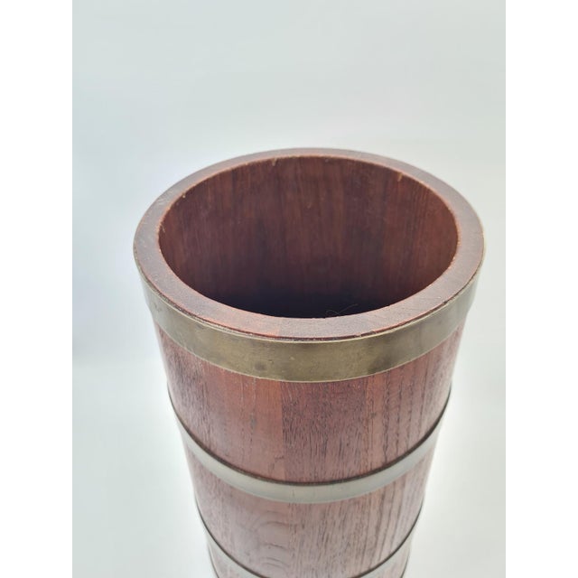 Brown Campanian Wooden Umbrella Stand with Brass Fittings, 1960s For Sale - Image 8 of 12
