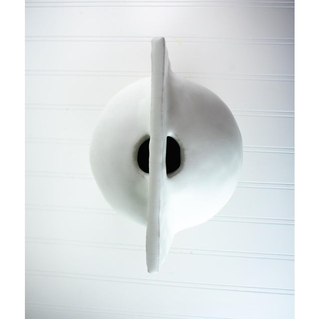 Minimalist White Studio Pottery Vase — Split Sphere Globe Form, Signed For Sale - Image 12 of 17