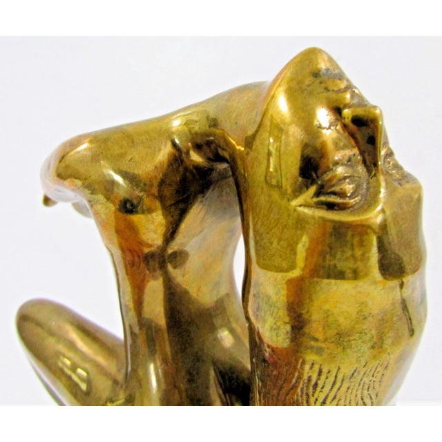 Vintage Brass Art Deco Long Haired Nude Woman Sculpture Attributed Klara Sever For Sale - Image 9 of 14