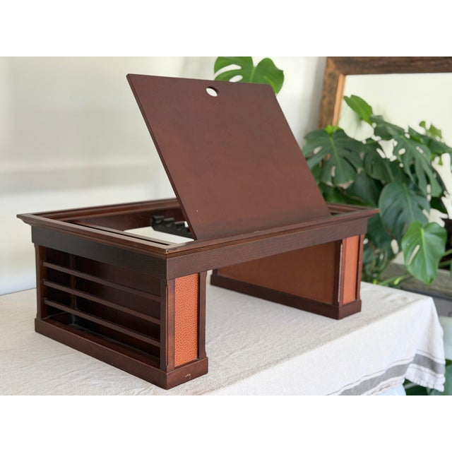 Coffee Vintage MCM Mid Century Modern Adjustable Reading Table Bed Desk Breakfast Tray Magazine Rack Sculptural Wood Laptop Stand For Sale - Image 8 of 12