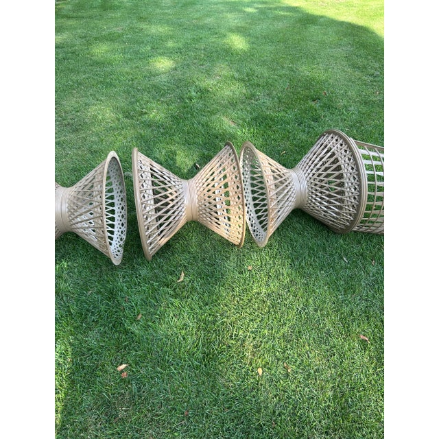 1970’s Vintage Russell Woodward Woven Spun Fiberglass Bistro Table and Glass Table Top & Pair of Matching Chairs, Patio Set, Attributed For Sale - Image 10 of 12