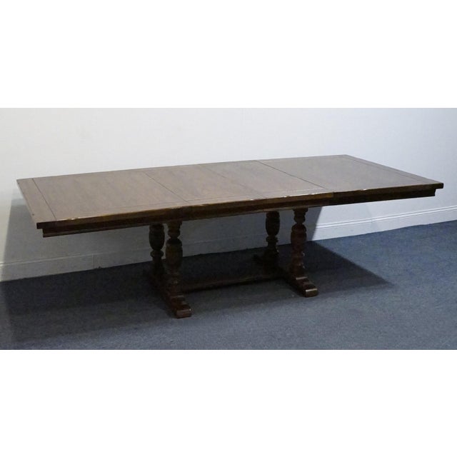 American Ethan Allen Royal Charter Solid Oak 102" Pedestal Dining Table 16-6003 For Sale - Image 3 of 12