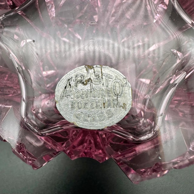 Vintage Aristo Violet Winged Nymph With Flowers Bohemian Glass Perfume Bottle For Sale - Image 9 of 11