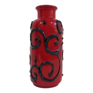 West German Red & Teal Ceramic Vase