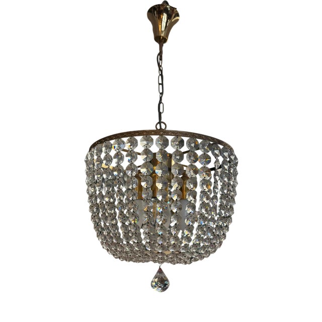 Mid-Century Crystal Chandelier, 1950s For Sale
