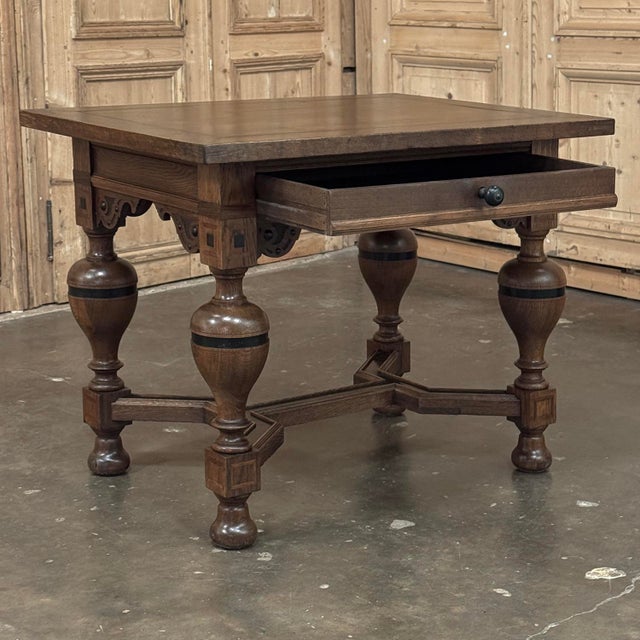 19th Century Dutch Jacobean Style Oak Table With Ebonized Trim For Sale - Image 16 of 18