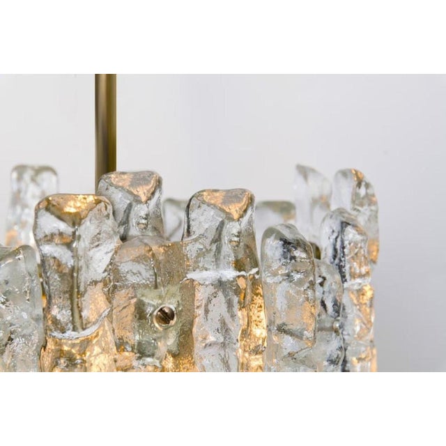 Gold Modern Ice Glass Pendant Light from Kalmar, 1970s For Sale - Image 8 of 16