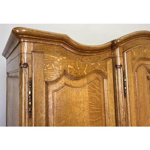 Vintage French Louis XVI Style Wardrobe in Carved Oak For Sale - Image 3 of 12