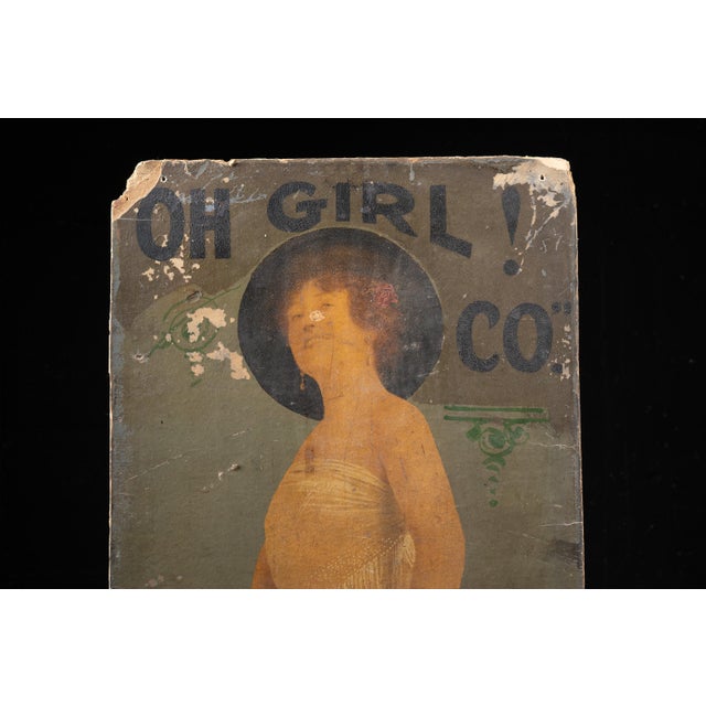 Early 20th-century theatrical advertising image applied to chipboard, promoting Peter S. Clark's traveling "Oh Girl"...