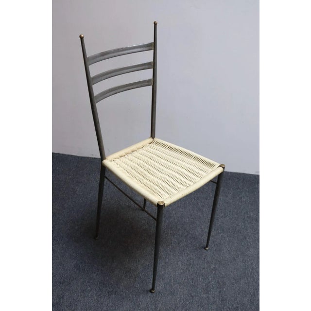 Set of Six Italian Modernist Steel and Brass Dining Chairs After Gio Ponti For Sale - Image 17 of 18
