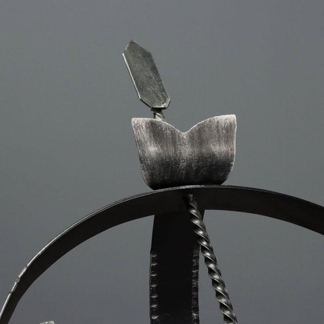 Outdoor Sundial in Wrought Iron with Brass Plate For Sale - Image 4 of 9