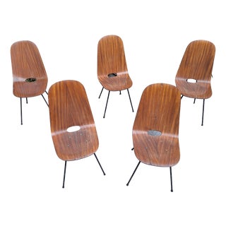 Medea Chairs with Straight Backrests by Vittorio Nobili for Medea, 1950s, Set of 5 For Sale