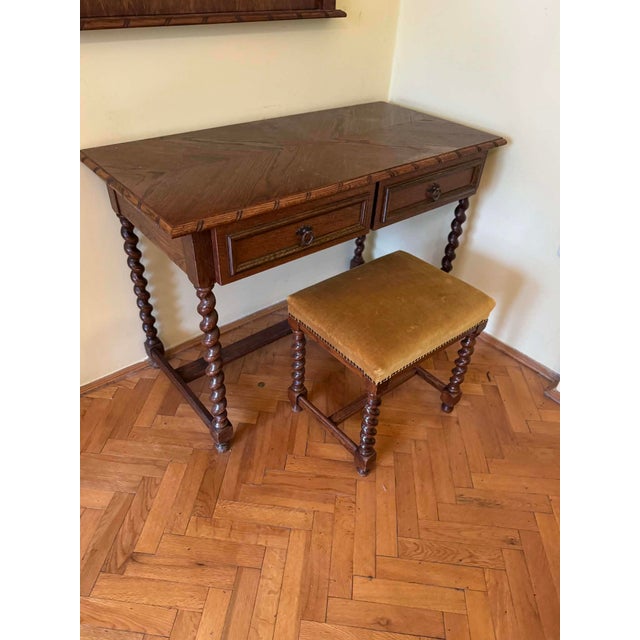 Spanish Style Oak Colonial Dressing Set, Set of 3 For Sale - Image 4 of 8