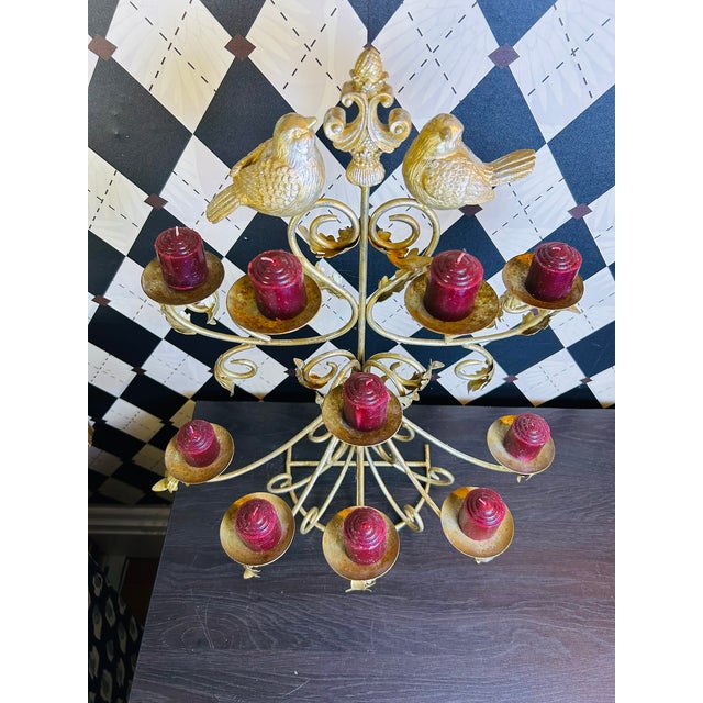 Metal 1980s Grand Hollywood Regency Gilt Bird Candelabras With Scrolling Branches, Pair For Sale - Image 7 of 11