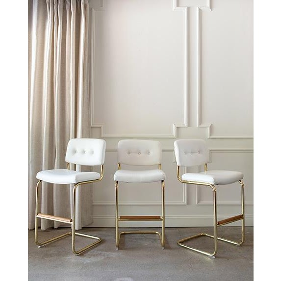 White Postmodern Chromcraft Cantilever Counter Stools - Set of 3 For Sale - Image 8 of 17