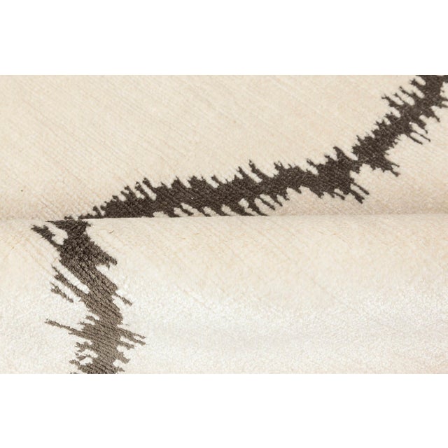 Modern Contemporary Ribbon Design White Handmade Wool Rug by Doris Leslie Blau For Sale - Image 3 of 7