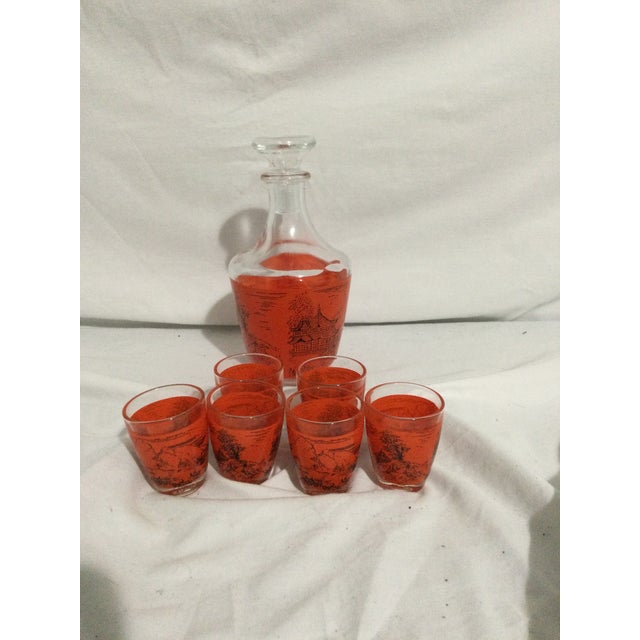 Vintage French Decanter With Cordial Glasses- 7 Pieces For Sale - Image 4 of 8