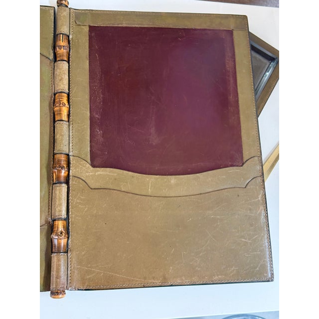 Vintage 1970’s Gucci Leather and Faux Bamboo 5 piece Desk Set For Sale - Image 4 of 15