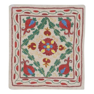 16"x19" Hand Embroidered Silk and Cotton Cushion Cover. Uzbek Toss Pillow Cover For Sale
