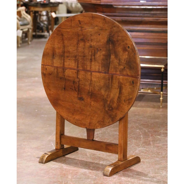 Wood Mid-19th Century French Walnut Wine Tasting Table With Lyre-Form Stretcher For Sale - Image 7 of 11