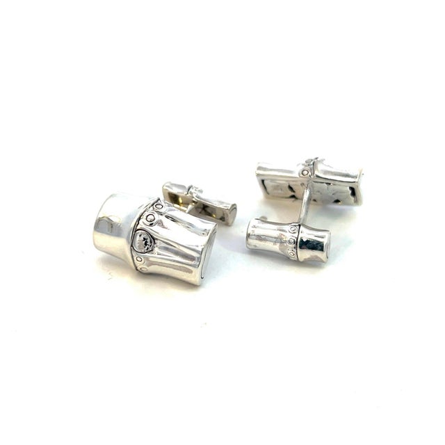 1990s Pair of Georg Jensen Estate Bambo Cufflinks Sterling Silver For Sale - Image 9 of 13
