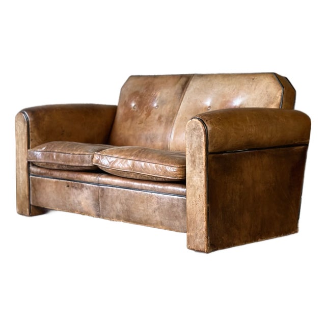 Bart Van Bekhoven Art Deco Leather Sofa For Sale