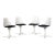 Mid-20th Century MCM Burke Tulip Side Chairs No 103 White Shell Black Cushions Oval Stationary 4 Prong Base Set of 4 For Sale