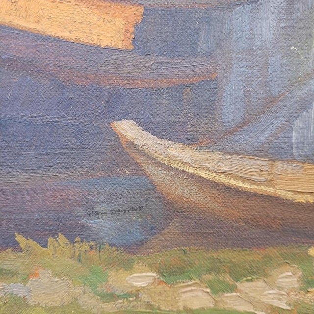 Gerard Beutner, Boats Moored on the Shore, 1920s, Oil on Canvas, Framed For Sale - Image 15 of 18