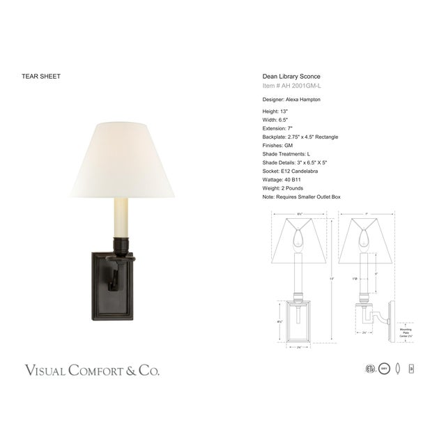 Traditional Alexa Hampton for Visual Comfort Signature Dean Library Sconce in Gun Metal with Linen Shade For Sale - Image 3 of 4