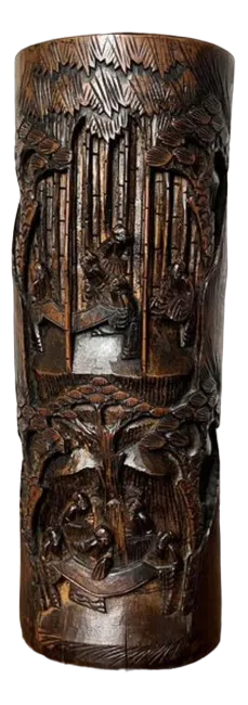 Antique Chinese Carved Brush Pot, 1900s