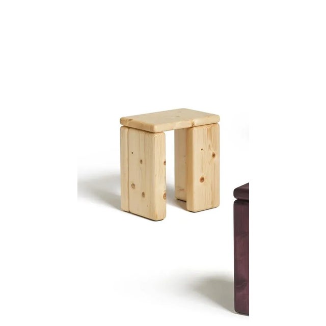 Timber stool uncolored wood by Onno Adriaanse Signed and numbered Dimensions: D 40x W 29 x H 45 cm Materials: Stained pine...