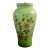 Vintage Lime Green Glass Handpainted Floral Vase For Sale
