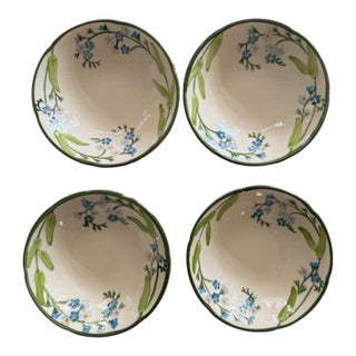Vintage Franciscan Forget Me Not Bowls 7 Inch Hand Decorated - Set of 4 For Sale