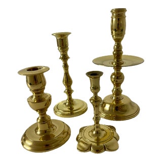 Late 20th Century Solid Brass Candlesticks - Set of 4 For Sale