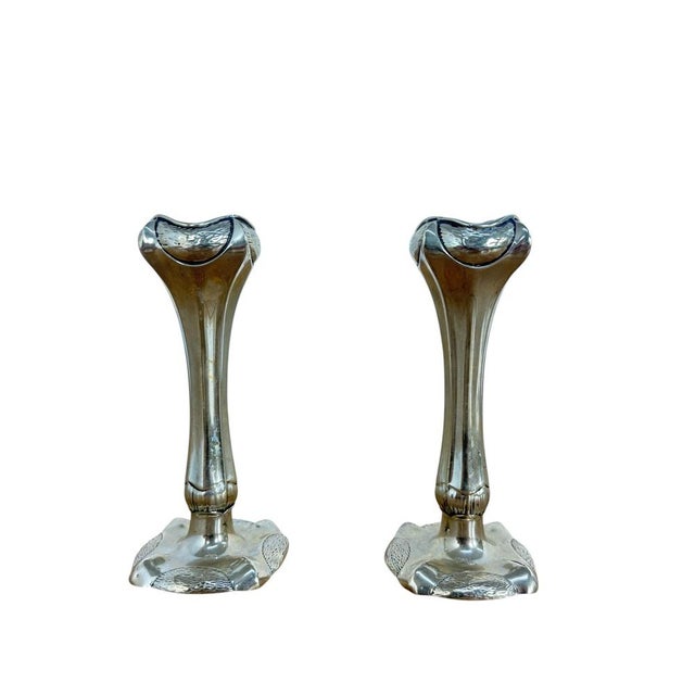 Art Nouveau Silver-Plated Bud Vases, 1890s, Set of 2 For Sale - Image 10 of 10