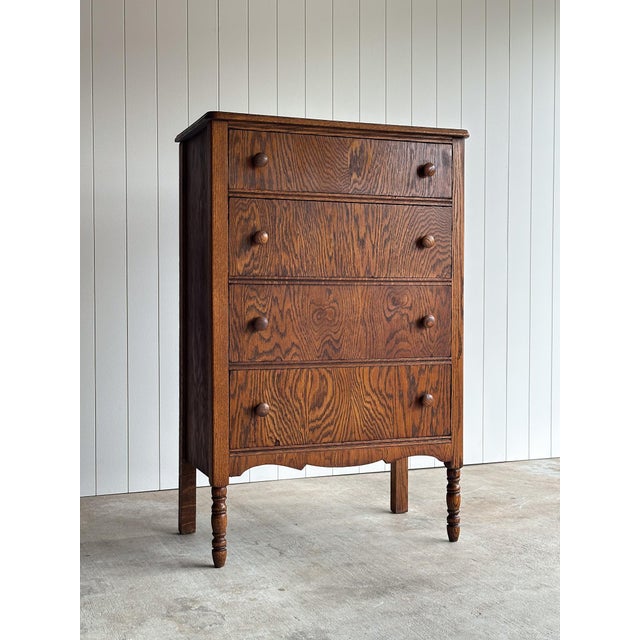 Traditional Antique Quarter Sawn Tiger Oak Chest of Drawers For Sale - Image 3 of 16