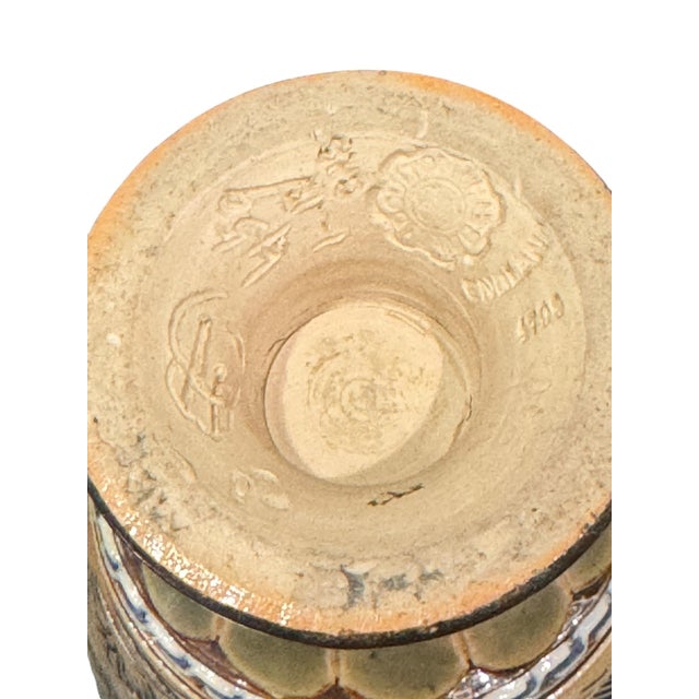 Antique Royal Doulton Lambeth Stoneware Hanna Barlow Incised Donkey Vase For Sale - Image 12 of 17