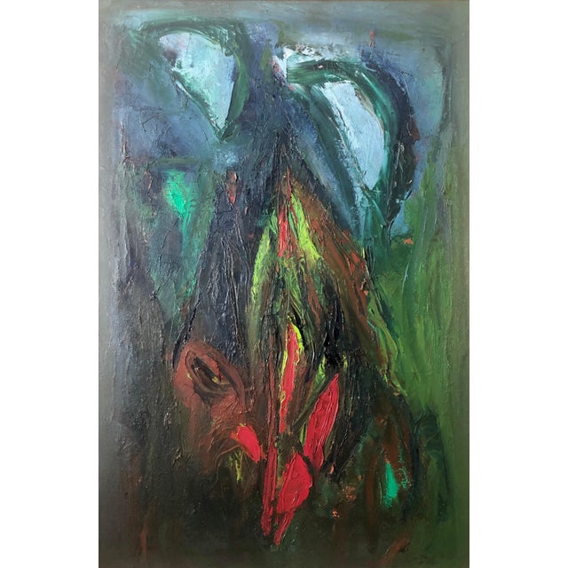Ralph Rosenborg, Large Colorful MCM Abstract Expressionist Oil Painting Modernist Ralph Rosenborg, 1965 For Sale