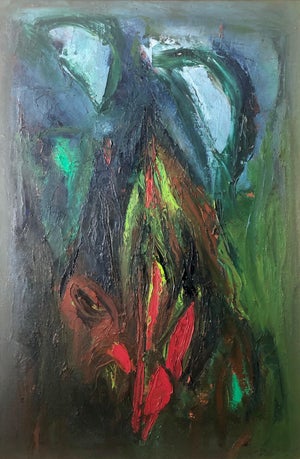 Ralph Rosenborg, Large Colorful MCM Abstract Expressionist Oil Painting Modernist Ralph Rosenborg, 1965