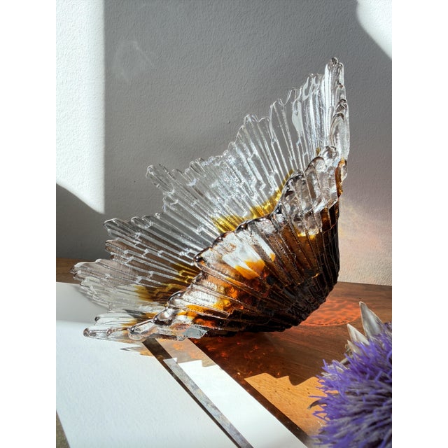 Amber Revontuli Bowl in Ice Glass by Tauno Wirkkala for Humppila, Finland, 1970s For Sale - Image 16 of 18