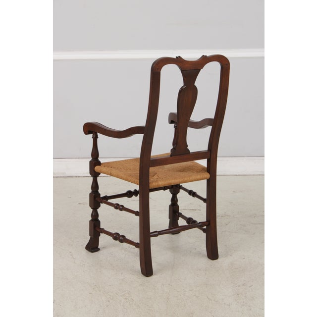 1960s Set of 8 Country Queen Anne Rush Seat Dining Chairs For Sale - Image 5 of 18