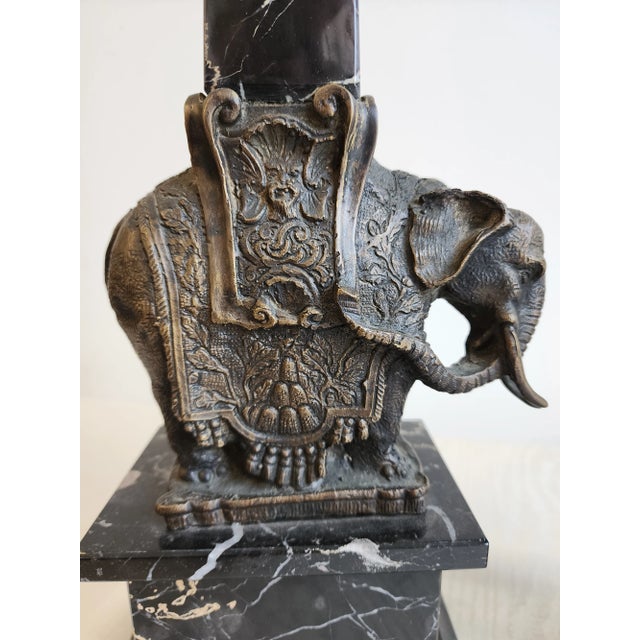 Pair of Antique Grand Tour Portero Marble Obelisks With Bernini Style Bronze Elephants For Sale In New York - Image 6 of 15