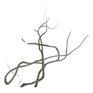 Minimalist Fog Gray Hand-Painted Wallpaper | Wisteria Chinoiserie Mural | Calming Zen Wall Art For Sale