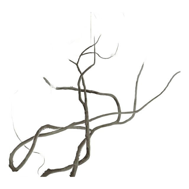 Minimalist Fog Gray Hand-Painted Wallpaper | Wisteria Chinoiserie Mural | Calming Zen Wall Art For Sale