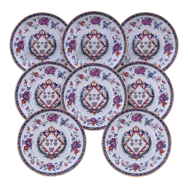 Set of 8 English Victorian Style Plates by Copeland Spode for Tiffany & Co. For Sale