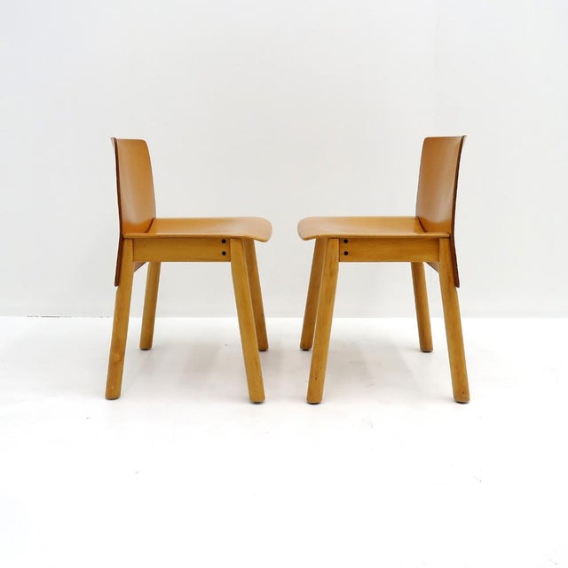 Afra & Tobia Scarpa Italian Plywood Dining Chairs in the Style of Scarpa, Italy, 1980 For Sale - Image 4 of 11