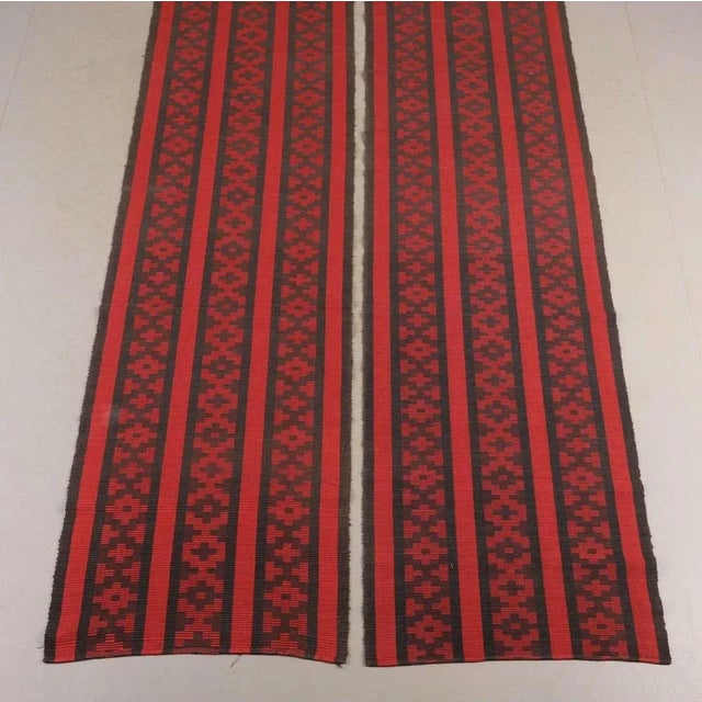 Mid-Century Swedish Runner in Red & Black Geometric Pattern For Sale - Image 3 of 8