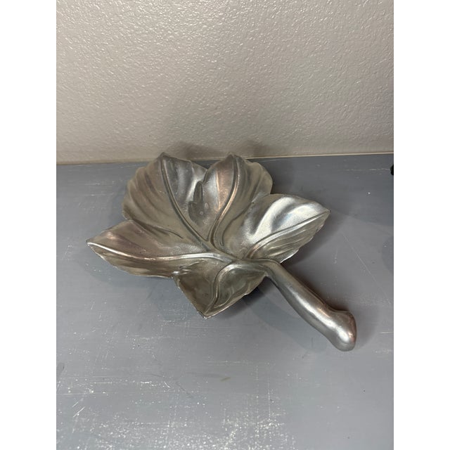 Mid-Century Modern Vintage Cast Aluminum Leaf Bowl, Attributed to Bruce Fox For Sale - Image 3 of 9